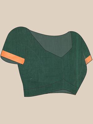 Green cotton saree with temple borders 5