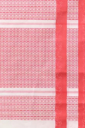 Off white handwoven cotton saree with ethnic patterns