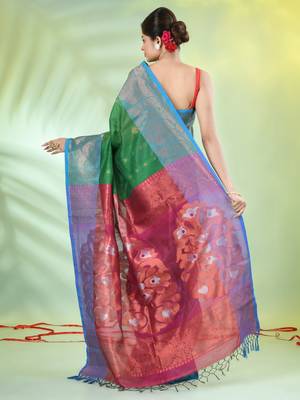 Green cotton saree with nakshi zari borders 3