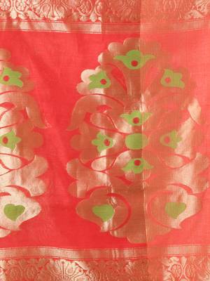 Red cotton saree with nakshi zari borders 4