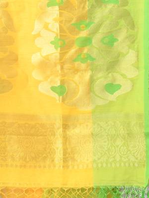 Yellow cotton saree with nakshi zari borders 4