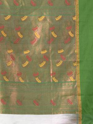 White cotton ikat saree with ganga jamuna border 4