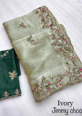 Elegant Jimmy Choo Saree With Exquisite C-Pallu And Multi-Colored Sequin Work 1