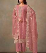 Light pink organza silk salwar suit with dupatta