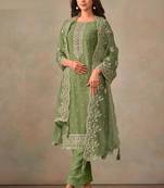 Pista green organza silk salwar suit with dupatta