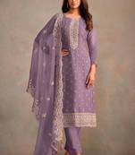 Light purple organza silk salwar suit with dupatta