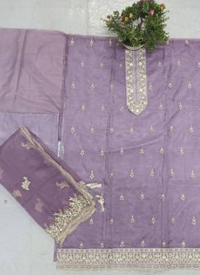 Light purple organza silk salwar suit with dupatta 3