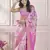 Pink printed modal silk blend saree with blouse