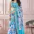 Sky blue printed modal silk blend saree with blouse