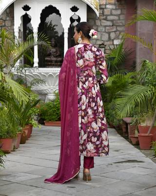 Vaasva women chinon emboidered angrakha anarkali set with solid pant & solid embroidered dupatta 2
