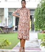 Vaasva women brown cotton digital printed cord set