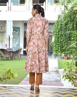Vaasva women brown cotton digital printed cord set 2
