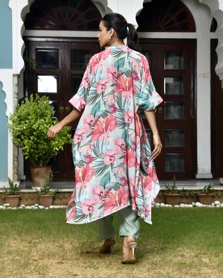 Vaasva women aqua musline viscose digital printed kaftan pant set 2