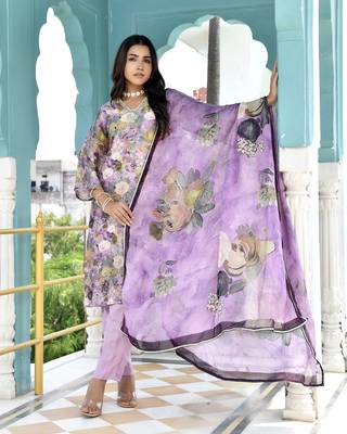 Vaasva women purple tissue gota embroidered suit set with solid pant and embroidered dupatta 1