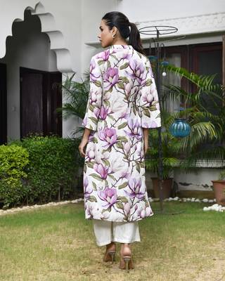 Vaasva women cream musline viscose digital printed cord set 2