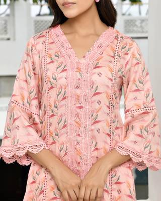 Vaasva women peach cotton printed kurta pant set 5