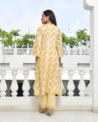 Vaasva women yellow cotton printed kurta pant set 2