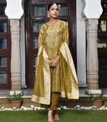 Vaasva women digital printed tissue suit set with solid pant & brocade dupatta