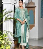 Vaasva women digital printed tissue suit set with solid pant & brocade dupatta