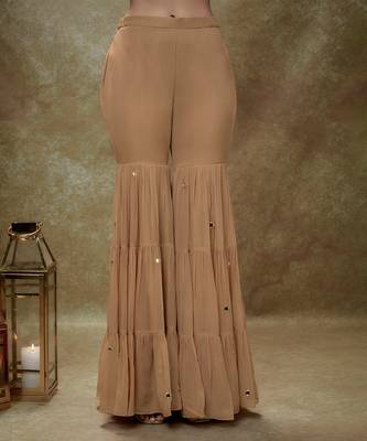 Beige fawn mirror work gota  kurta sharara set 3