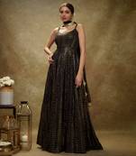 Black & gold sequin anarkali gown