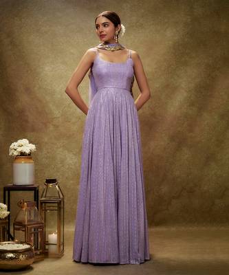 Purple lavender & gold sequin anarkali gown 4