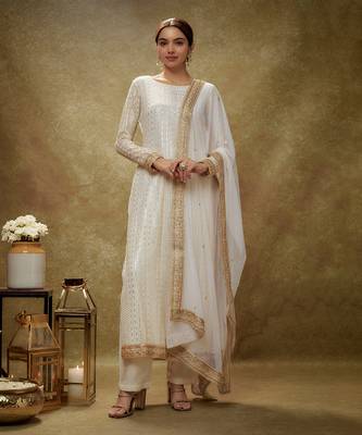 Ivory & gold sequin kurta pants set 1