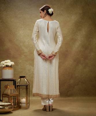 Ivory & gold sequin kurta pants set 2