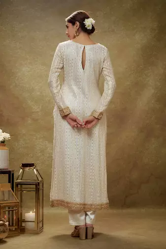 Ivory & gold sequin kurta pants set