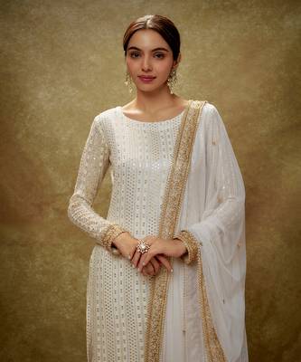 Ivory & gold sequin kurta pants set 4