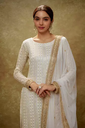 Ivory & gold sequin kurta pants set