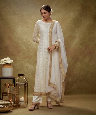 Ivory & gold sequin kurta pants set 5