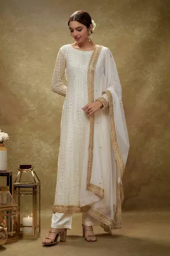 Ivory & gold sequin kurta pants set