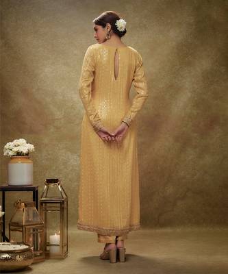 Gold champagne gold sequin kurta pants set 2