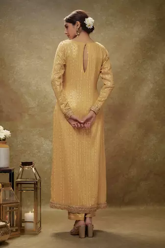 Gold champagne gold sequin kurta pants set