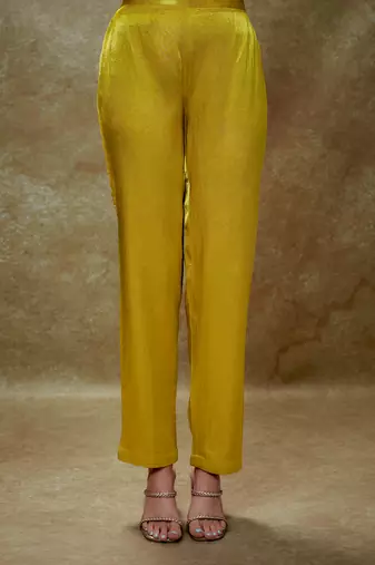 Yellow haldi & gold sequin kurta pants set