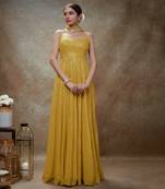 Yellow haldi & gold sequin anarkali gown