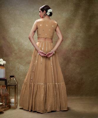 Beige Fawn mirror work sequin  lehenga set 2