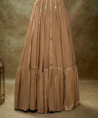 Beige Fawn mirror work sequin  lehenga set 3