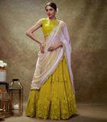 Yellow Haldi floral threadwork lehenga set