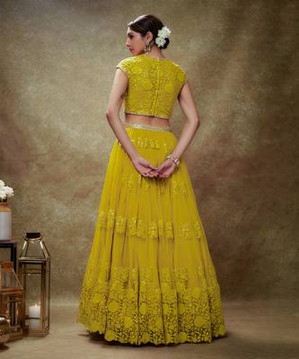 Yellow Haldi floral threadwork lehenga set 2