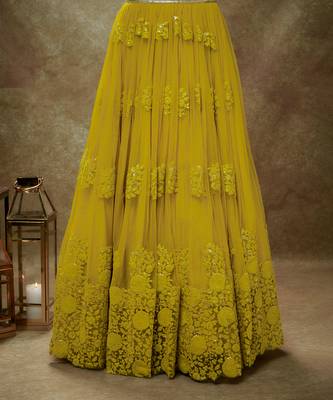 Yellow Haldi floral threadwork lehenga set 3