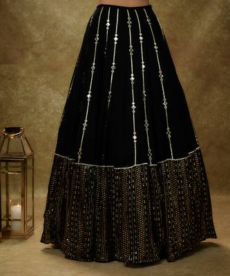 Black mirror work sequin  lehenga set 3