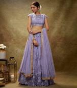 Purple Lavender floral threadwork lehenga set