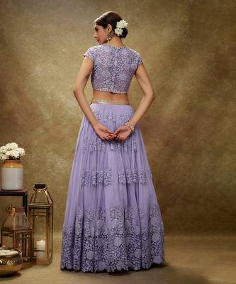 Purple Lavender floral threadwork lehenga set 2