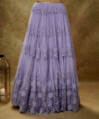 Purple Lavender floral threadwork lehenga set 3
