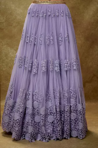 Purple Lavender floral threadwork lehenga set