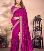 Rani designer zari embroidery work blooming silk saree