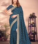 Morpeach designer zari embroidery work blooming silk saree