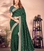 Green designer zari embroidery work blooming silk saree
